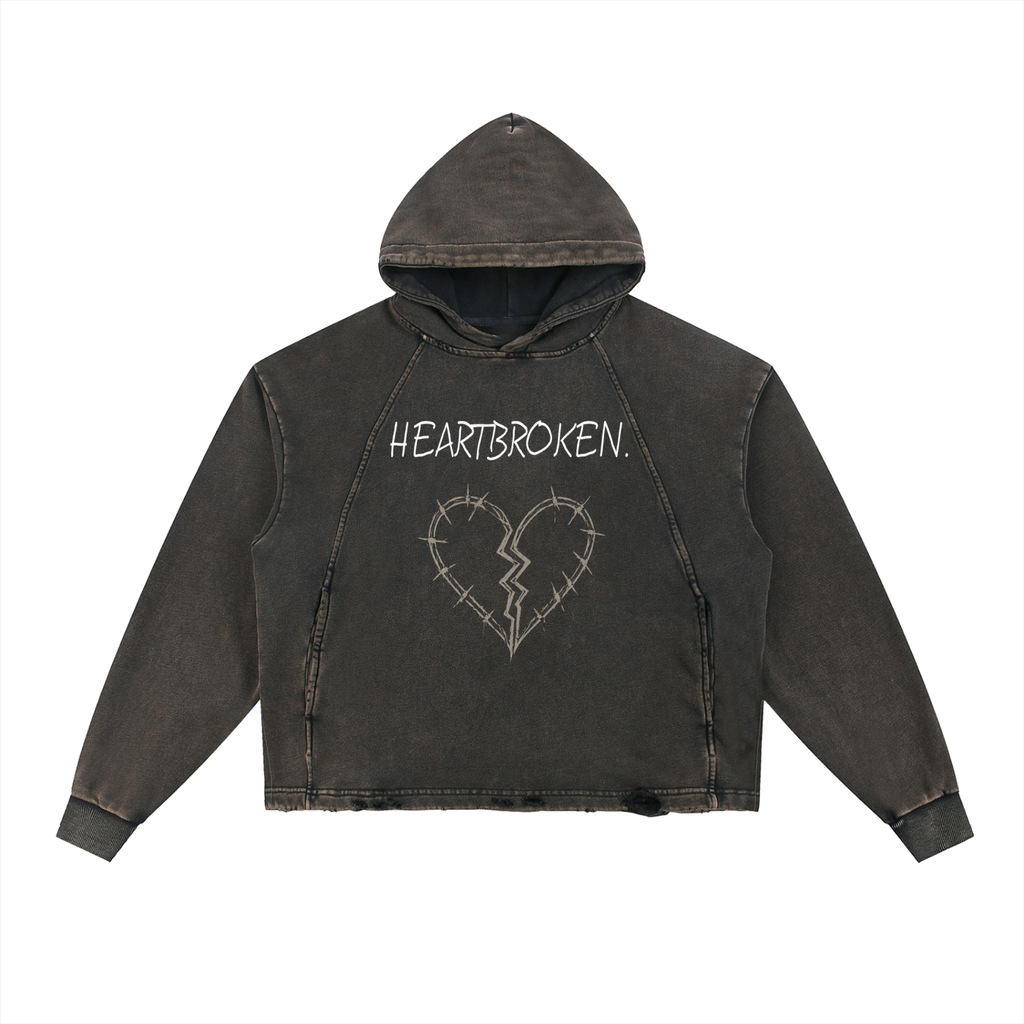 UU X HEARTBROKEN WASHED FRAYED HOODIE.