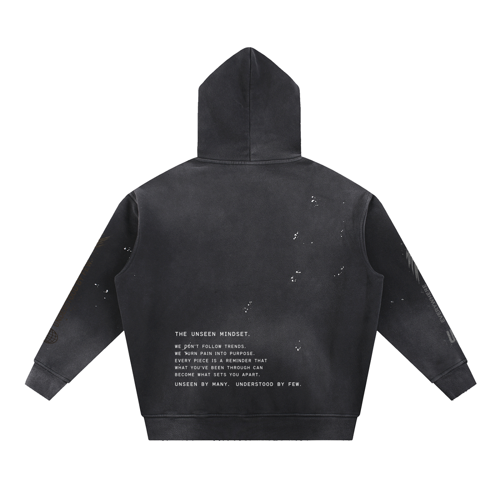 Vintage Washed Frayed Fleece Hoodie