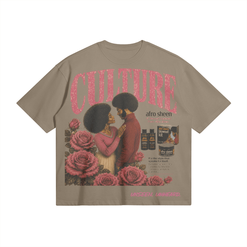 AFRO SHEEN BOXY TEE. - UNSEEN. UNHEARD.