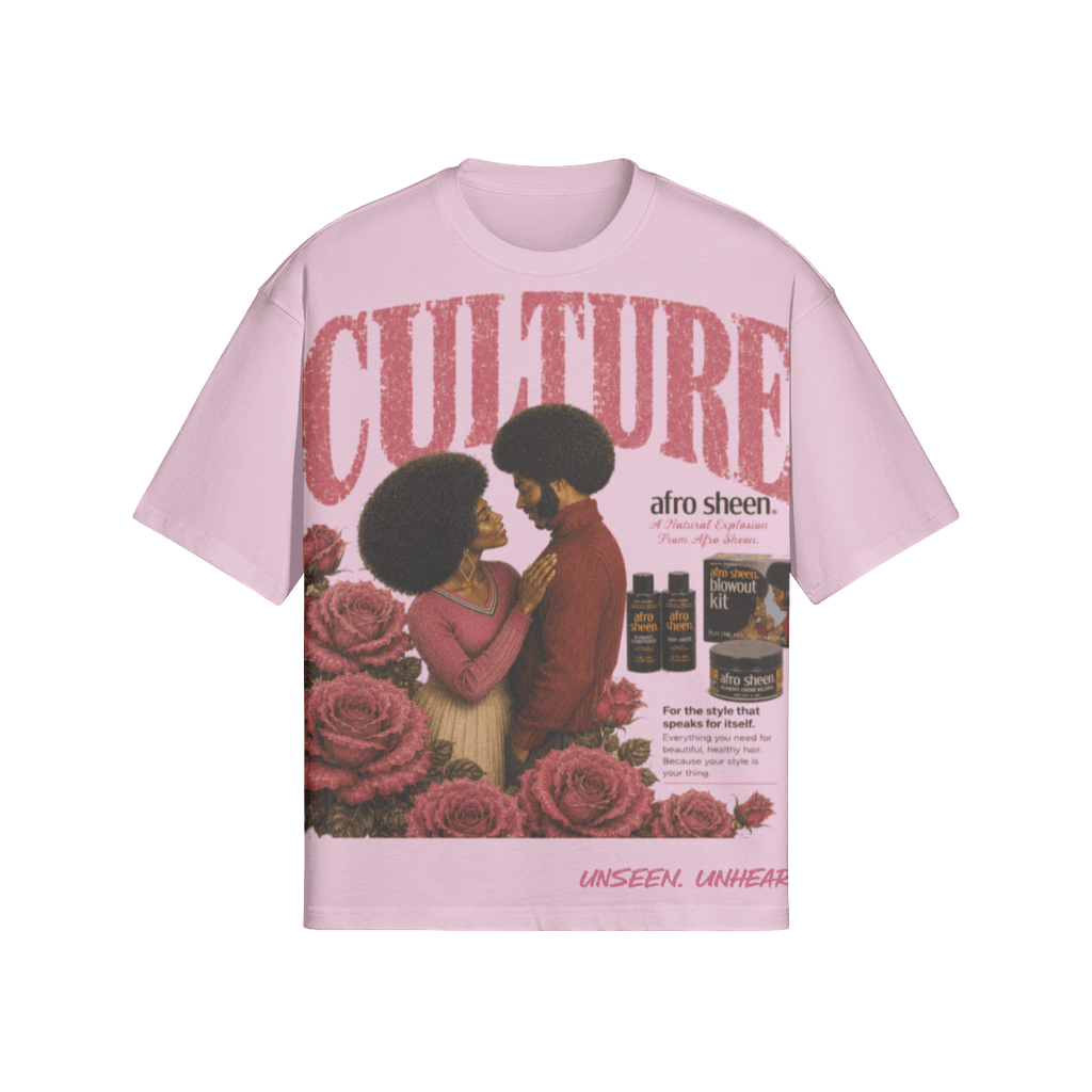 AFRO SHEEN BOXY TEE. - UNSEEN. UNHEARD.
