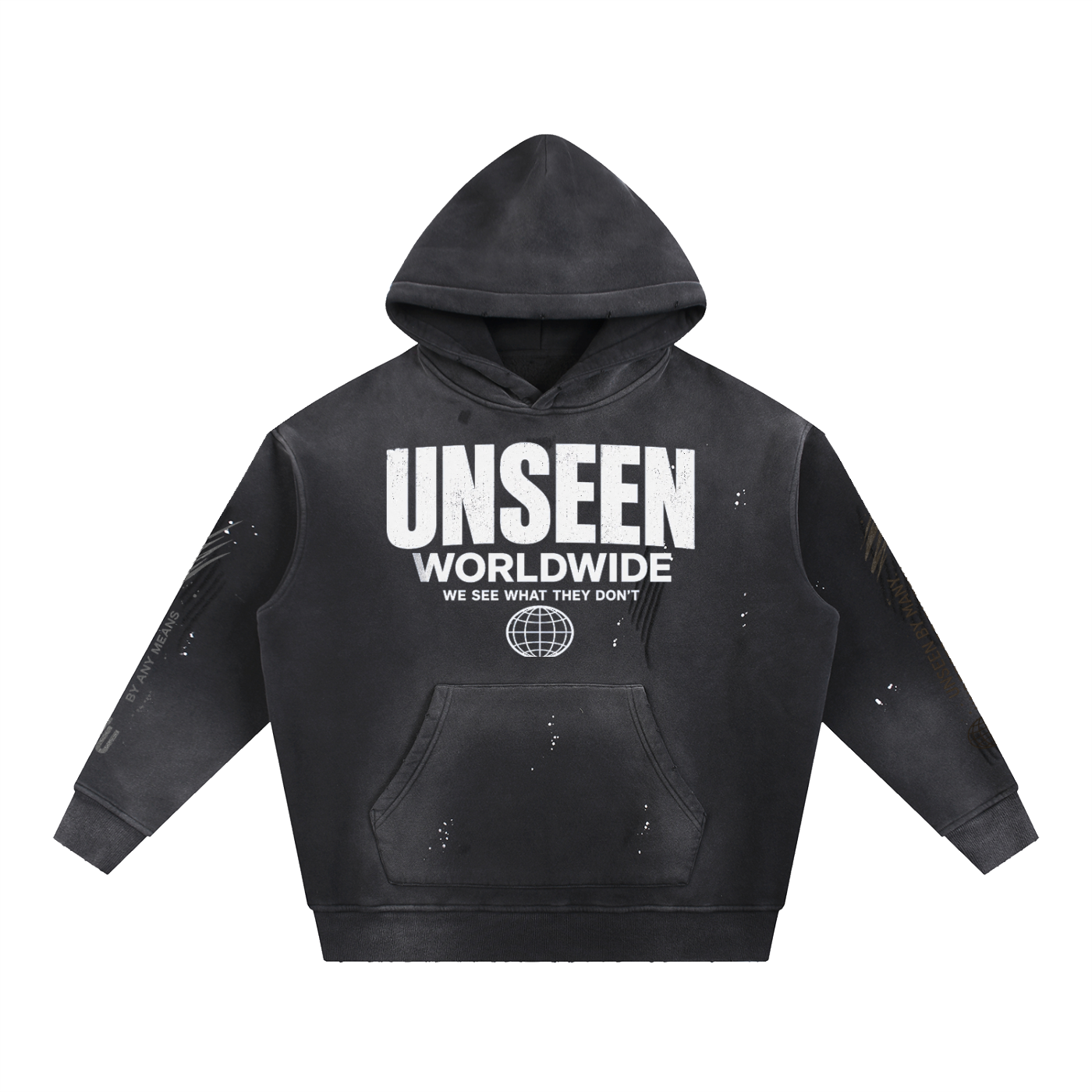 UNSEEN WORLDWIDE VINTAGE FRAYED HOODIE.