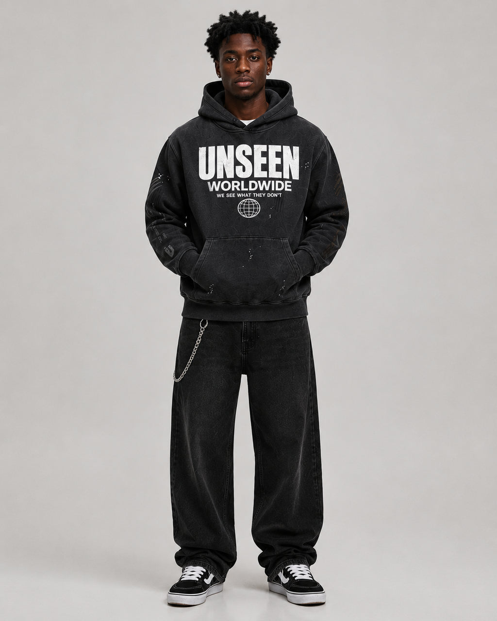 UNSEEN WORLDWIDE VINTAGE FRAYED HOODIE.