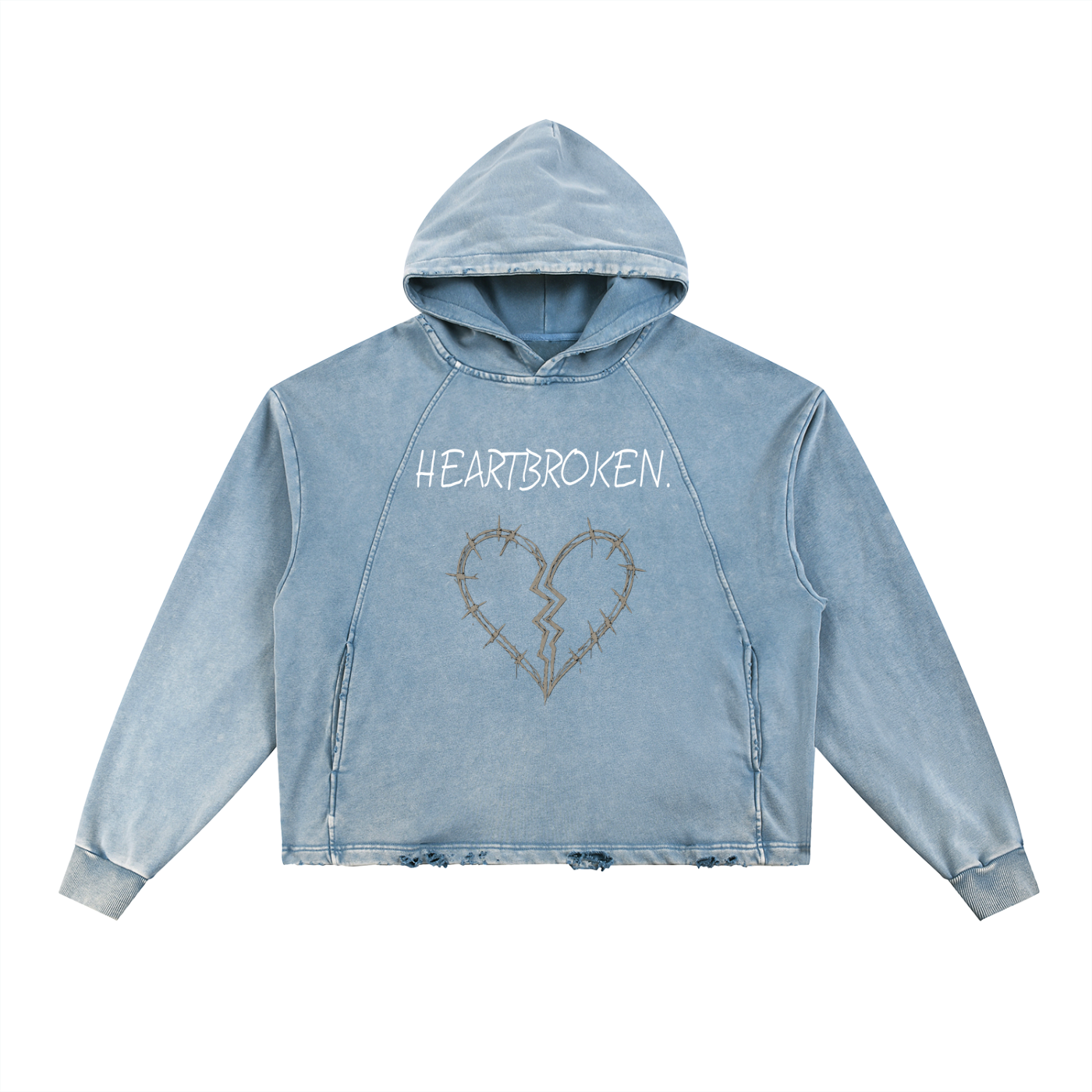 UU X HEARTBROKEN WASHED FRAYED HOODIE.