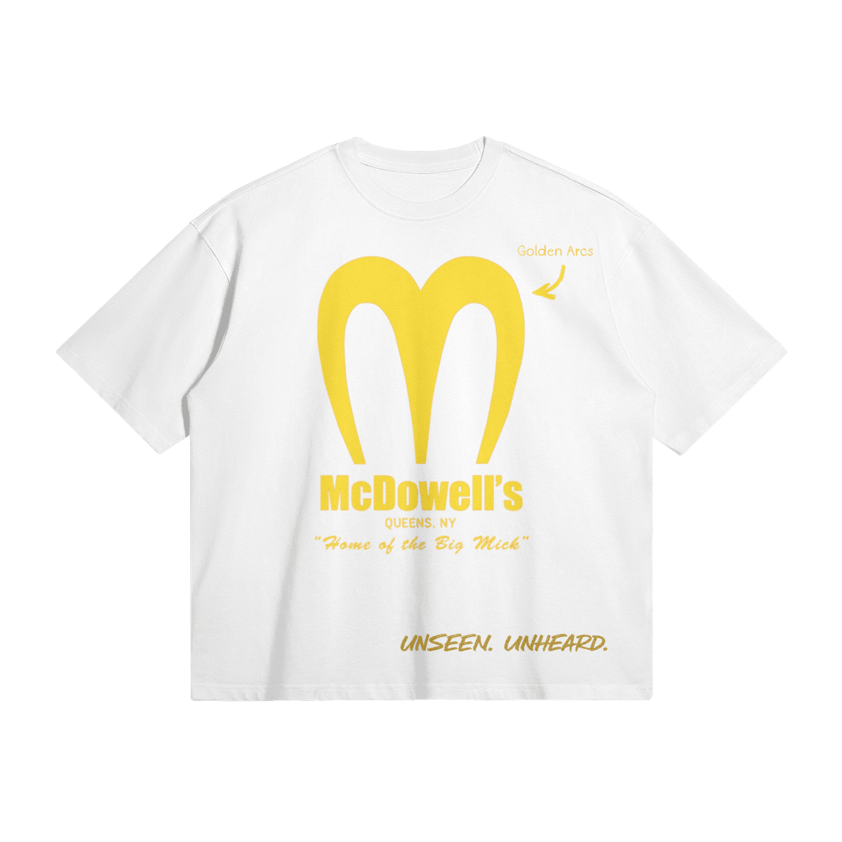 MCDOWELL'S BOXY TEE - UNSEEN. UNHEARD.