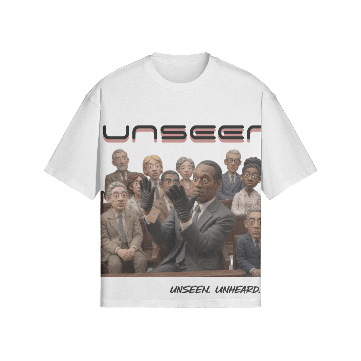 NOT GUILTY BOXY TEE - UNSEEN. UNHEARD.