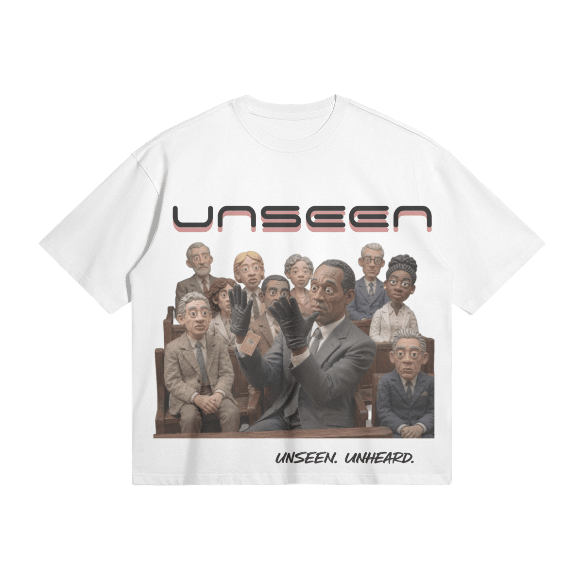 NOT GUILTY BOXY TEE - UNSEEN. UNHEARD.