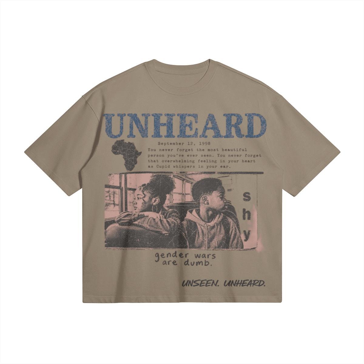 UNHEARD TOO SHY BOXY TEE - UNSEEN. UNHEARD.