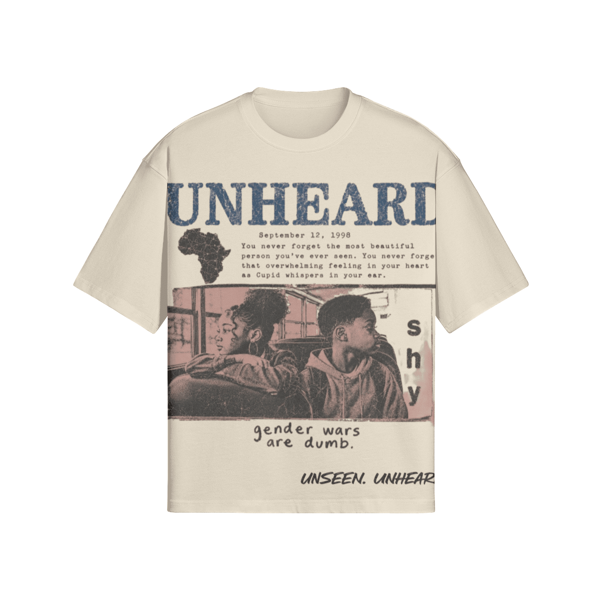 UNHEARD TOO SHY BOXY TEE - UNSEEN. UNHEARD.