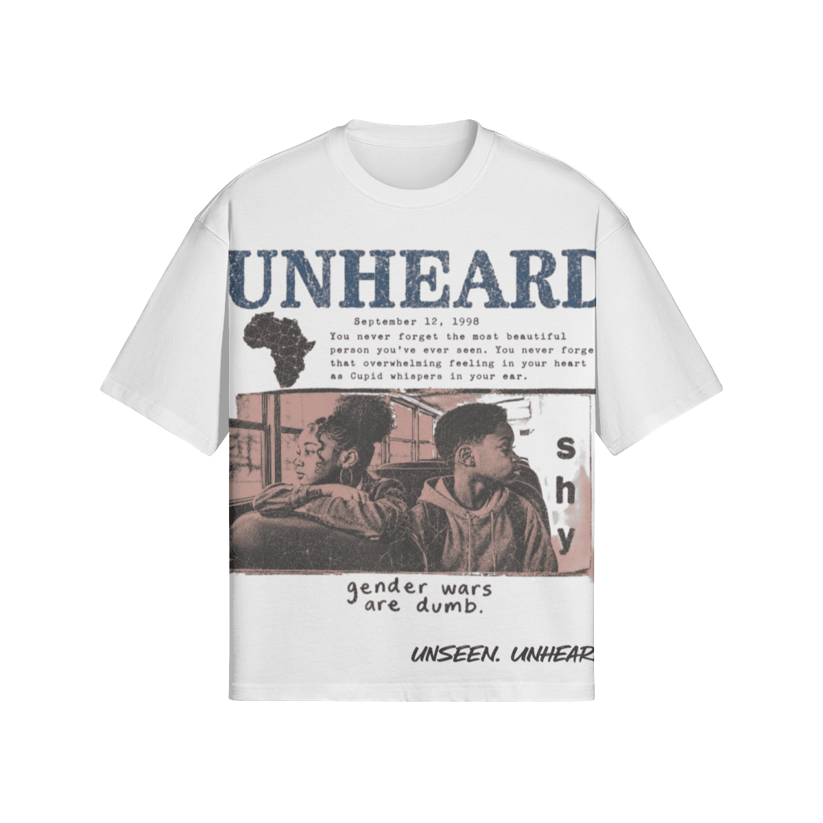 UNHEARD TOO SHY BOXY TEE - UNSEEN. UNHEARD.