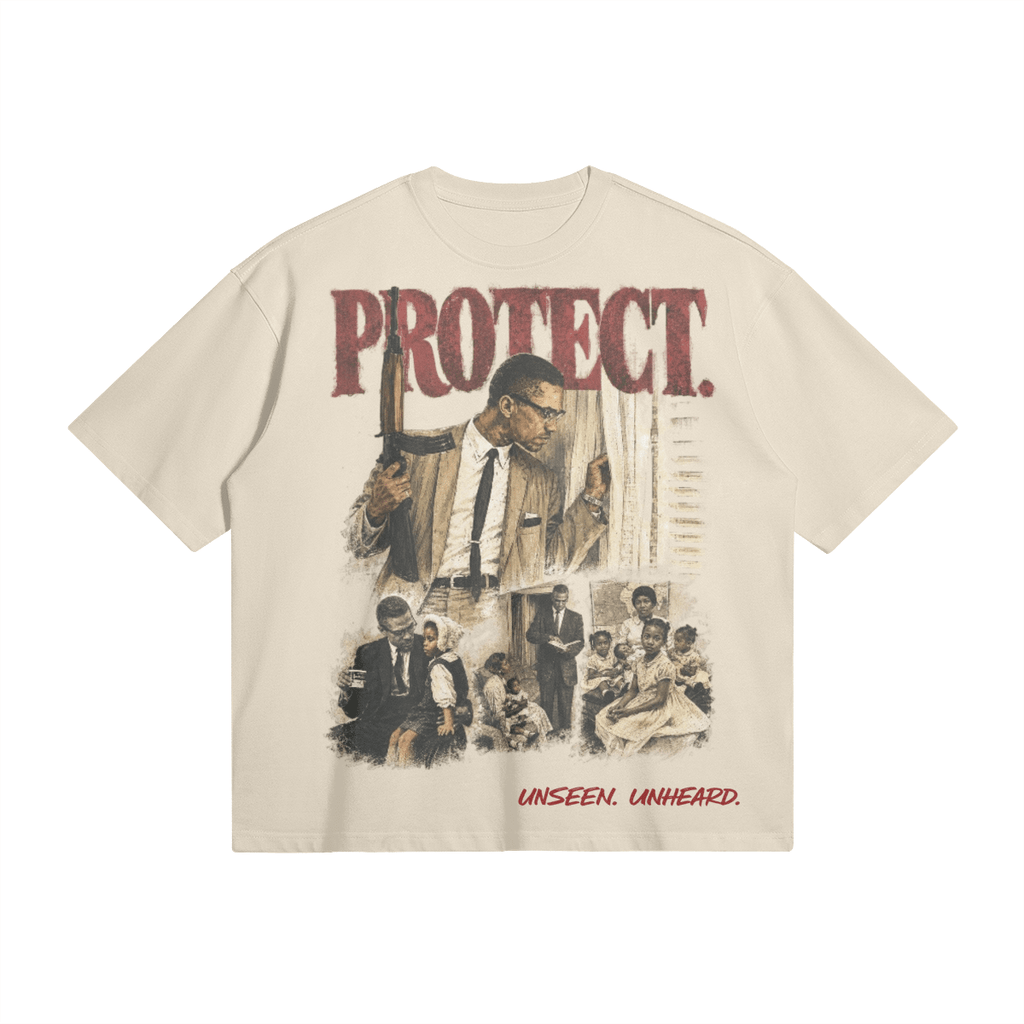 UU X PROTECT. BOXY TEE - UNSEEN. UNHEARD.