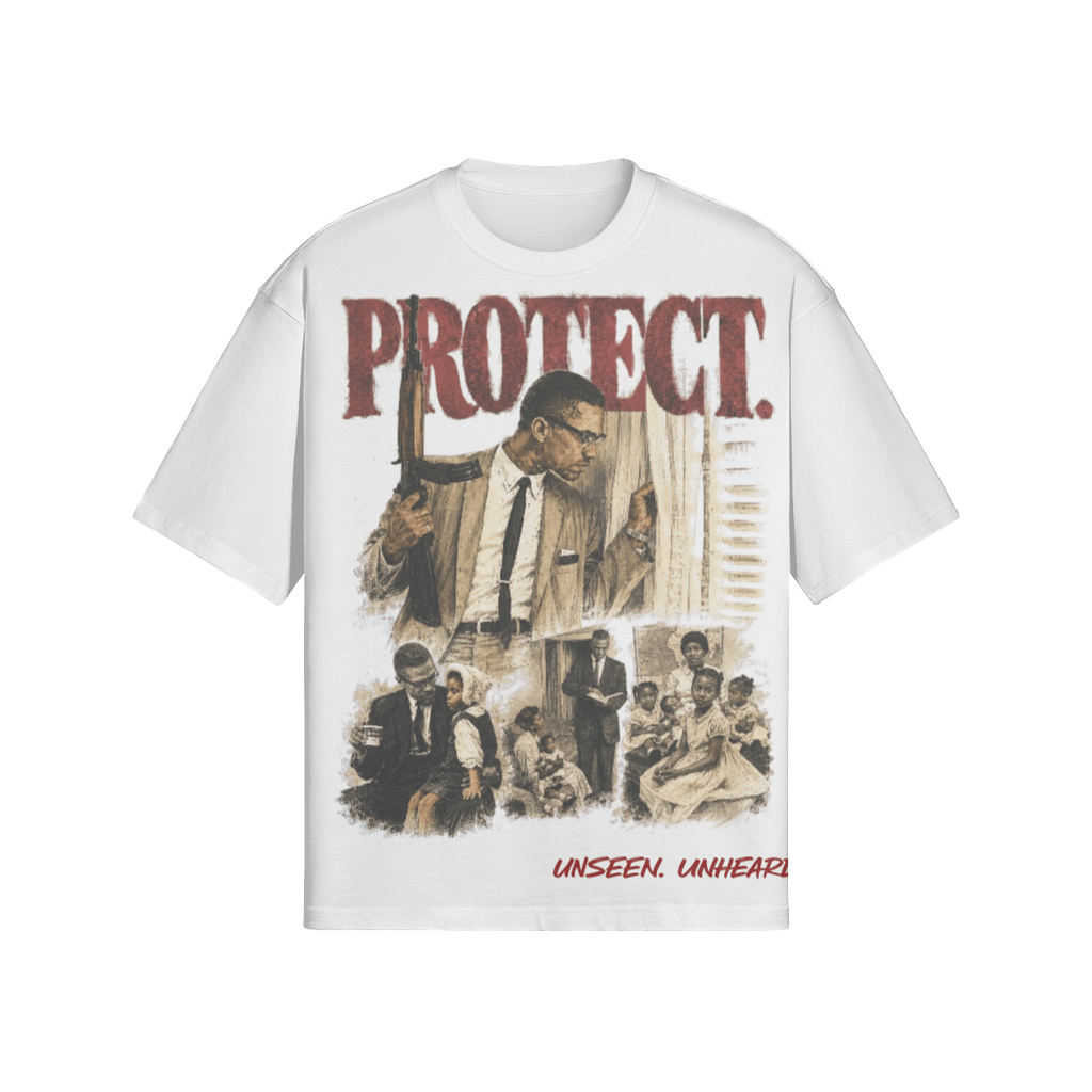 UU X PROTECT. BOXY TEE - UNSEEN. UNHEARD.