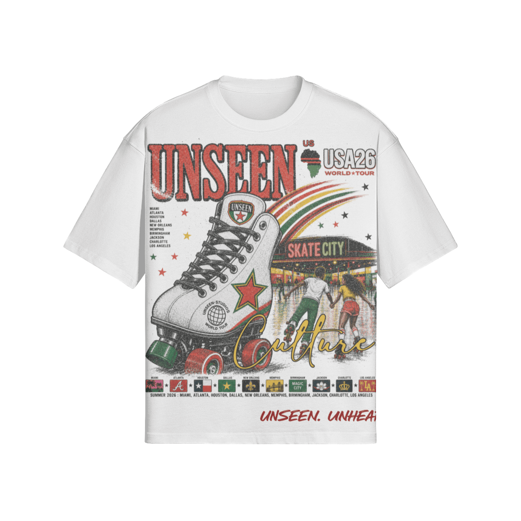 UU X SKATE CITY BOXY TEE - UNSEEN. UNHEARD.