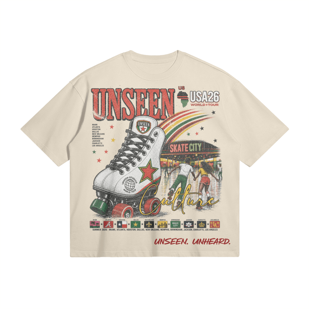 UU X SKATE CITY BOXY TEE - UNSEEN. UNHEARD.