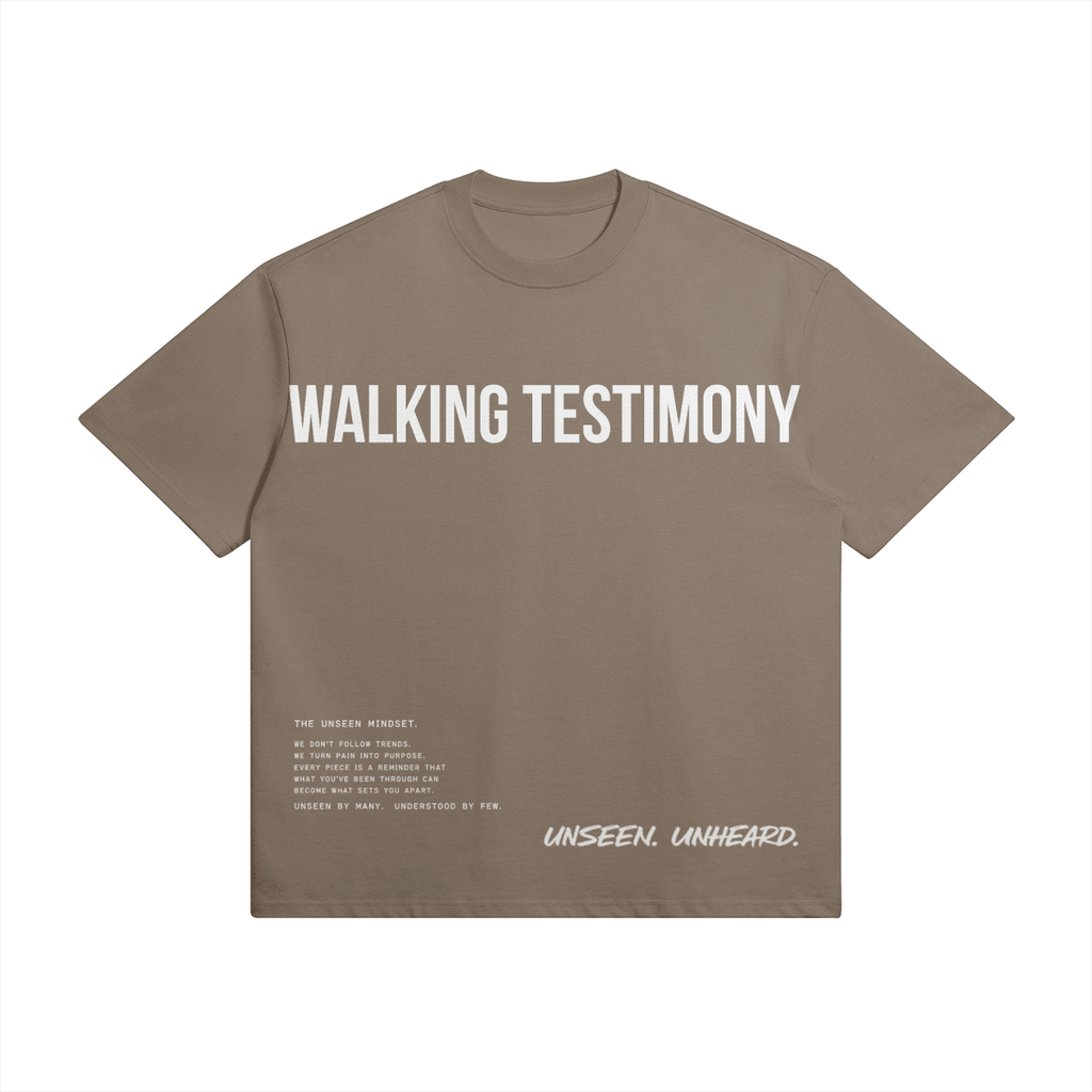 WALKING TESTIMONY OVERSIZED TEE - UNSEEN. UNHEARD.