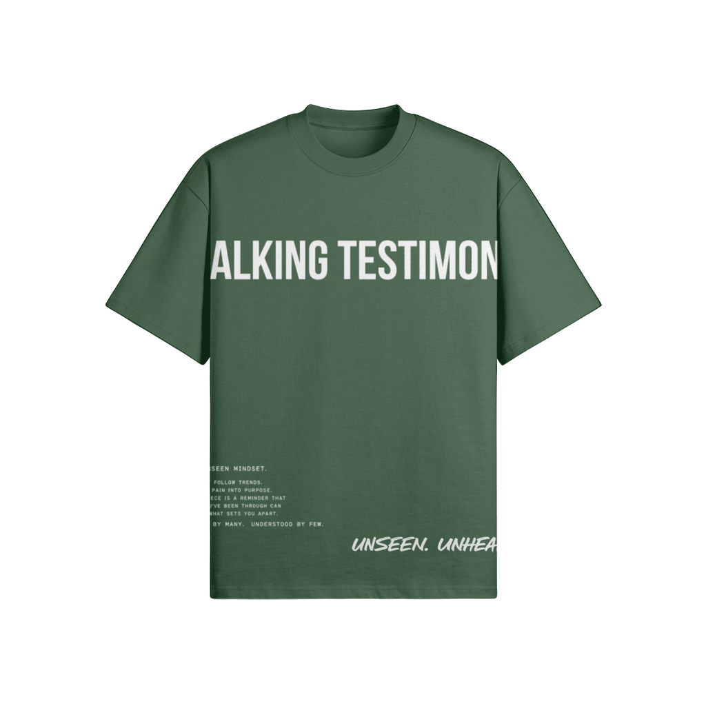 WALKING TESTIMONY OVERSIZED TEE - UNSEEN. UNHEARD.