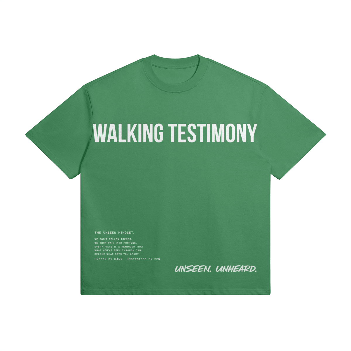 WALKING TESTIMONY OVERSIZED TEE - UNSEEN. UNHEARD.