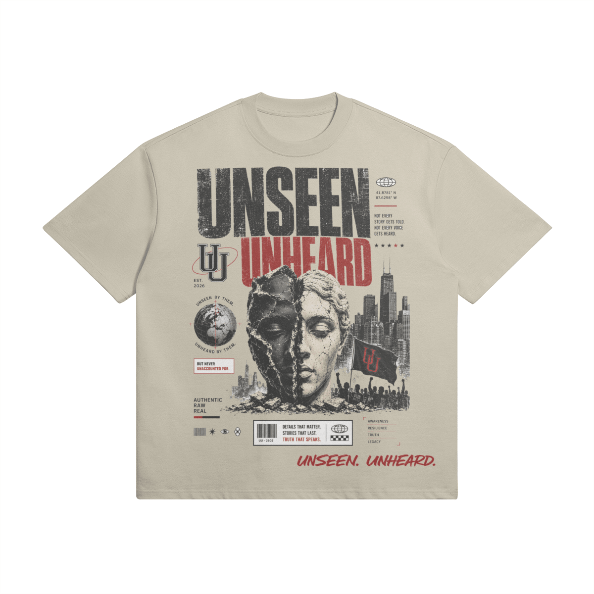 WE'RE ONE OVERSIZED TEE. - UNSEEN. UNHEARD.
