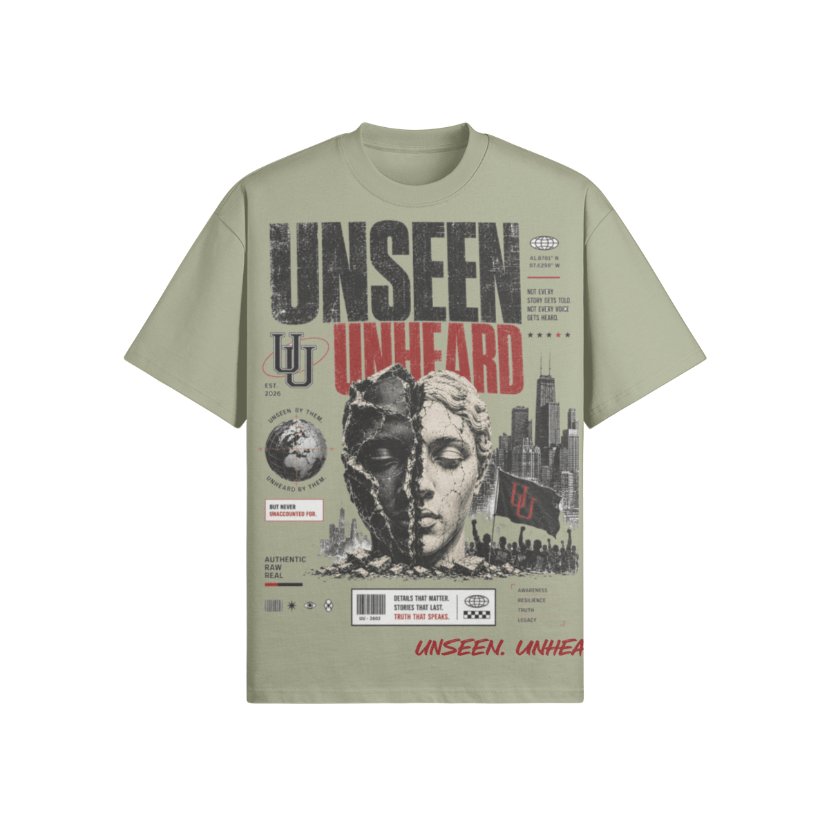 WE'RE ONE OVERSIZED TEE. - UNSEEN. UNHEARD.