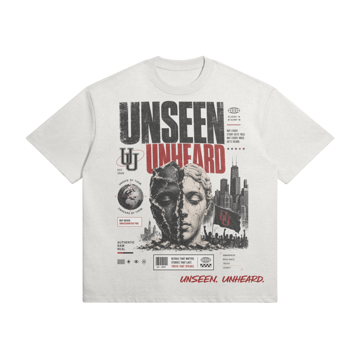 WE'RE ONE OVERSIZED TEE. - UNSEEN. UNHEARD.