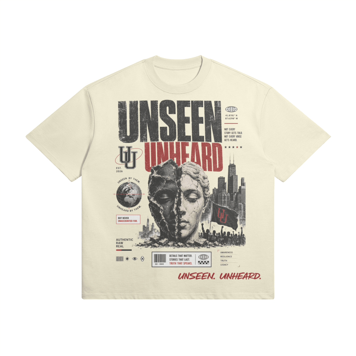 WE'RE ONE OVERSIZED TEE. - UNSEEN. UNHEARD.