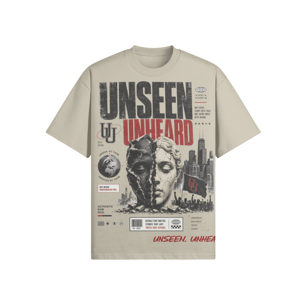WE'RE ONE OVERSIZED TEE. - UNSEEN. UNHEARD.