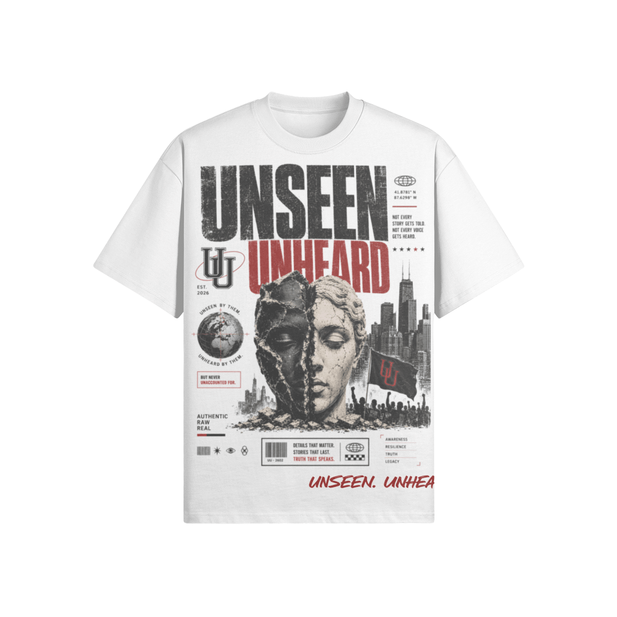 WE'RE ONE OVERSIZED TEE. - UNSEEN. UNHEARD.